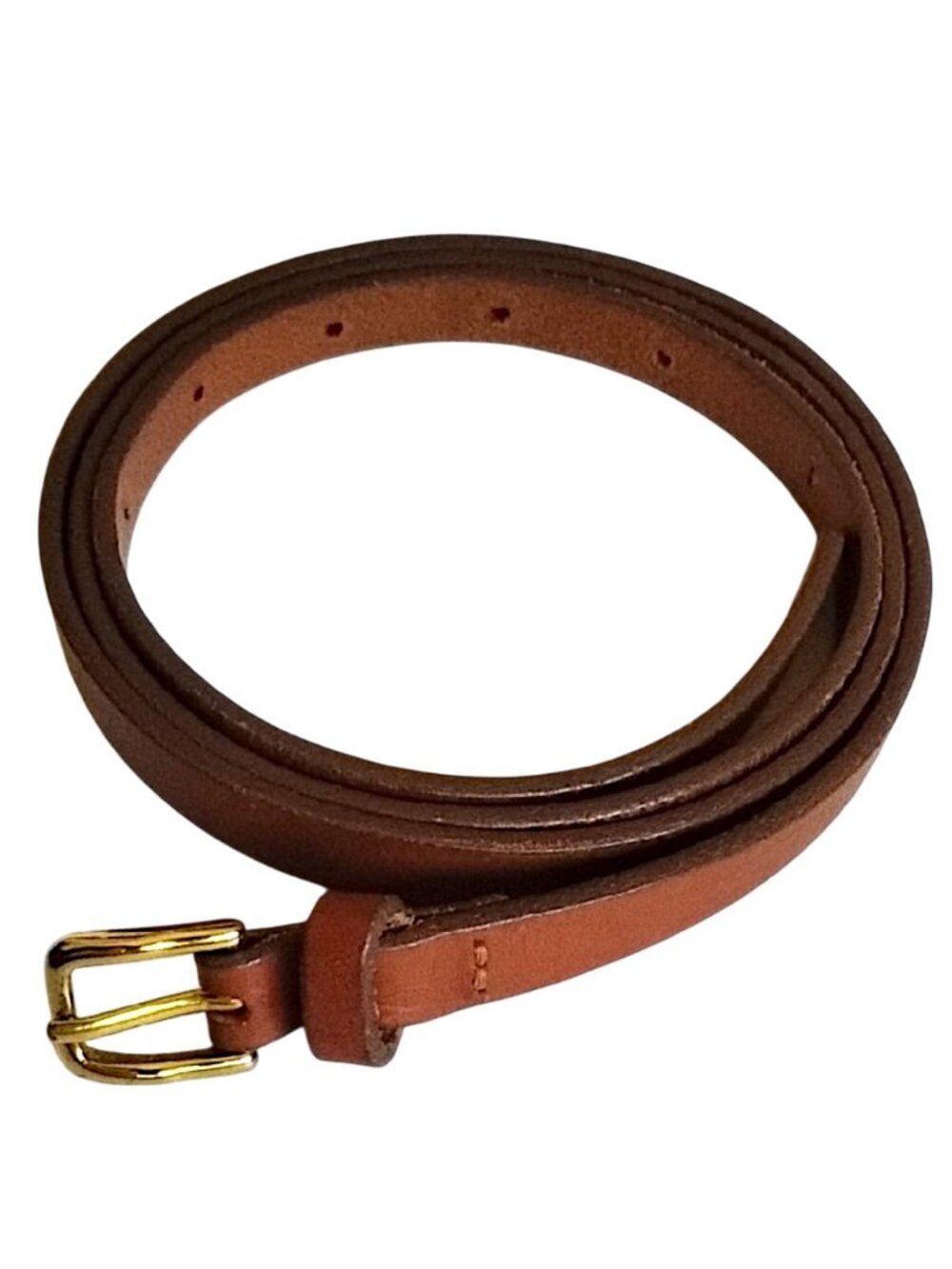 Land's End Leather 3/4" Skinny Belt 28 506 Cognac Gold - Picture 3 of 9